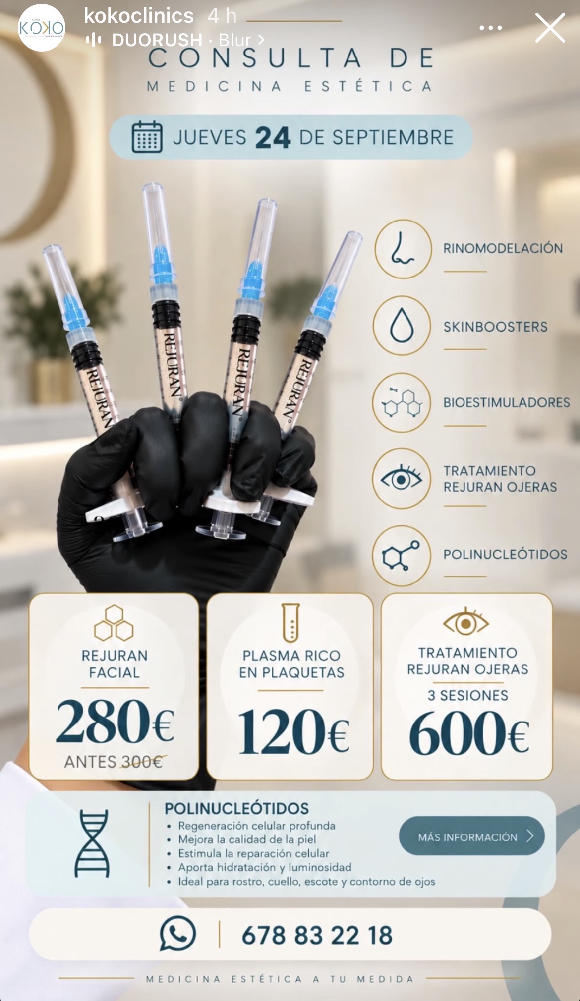 Banner Rejuran y polinucleótidos KOKÖ CLINICS en Cabezo de Torres, Murcia